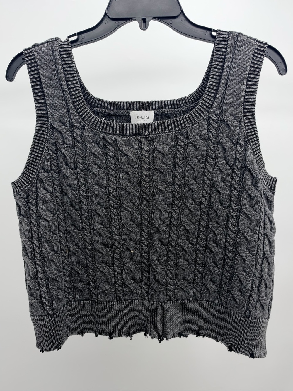 Charcoal Cable Knit Sleeveless Sweater